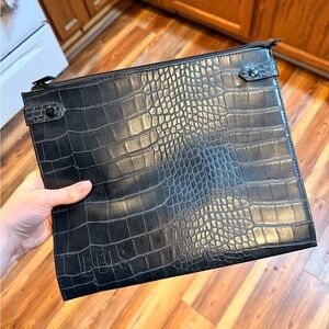 BEIS Black Crocodile Embossed Laptop Case